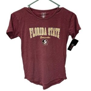 Wes and Willy Florida State Girls XL (14) Maroon Seminoles T-Shirt Gold Text